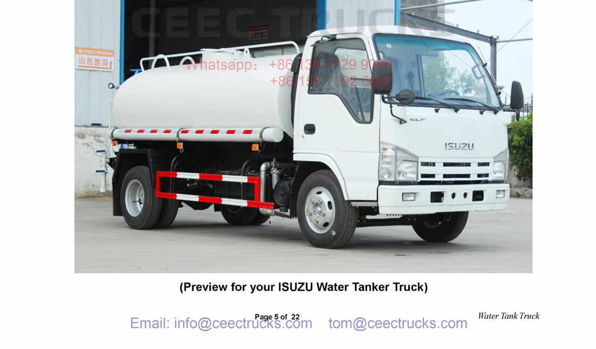 Philippines--ISUZU mini 5000L water tanker truck manual Philippines--ISUZU mini 5000L water tanker truck manual