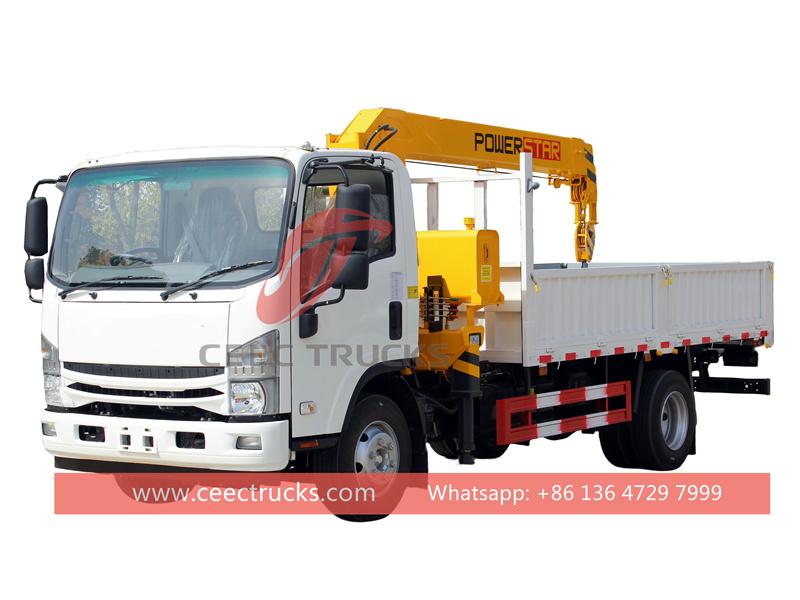 Isuzu NPR cargo truck with 5tons crane