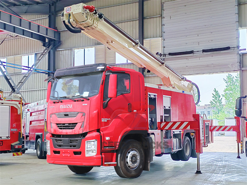 Isuzu GIGA water & foam truck with mounted high reach extendable turret