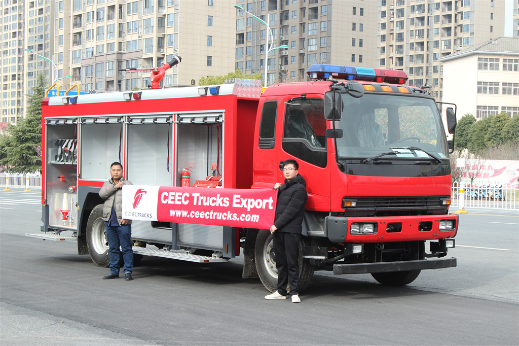 Isuzu tanker fire trucks ready for shipment