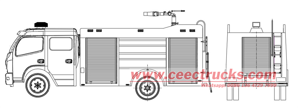 ISUZU 3000L pumper fire truck technical drawing ISUZU 3000L pumper fire truck technical drawing