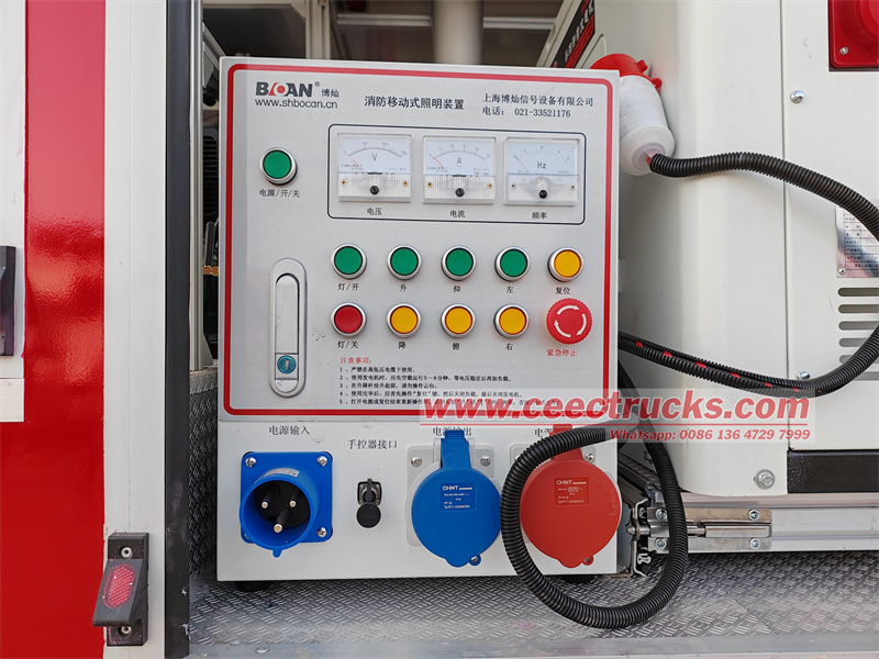 HOWO 4x2 lifting lighting fire truck with T-CHANG knuckle crane