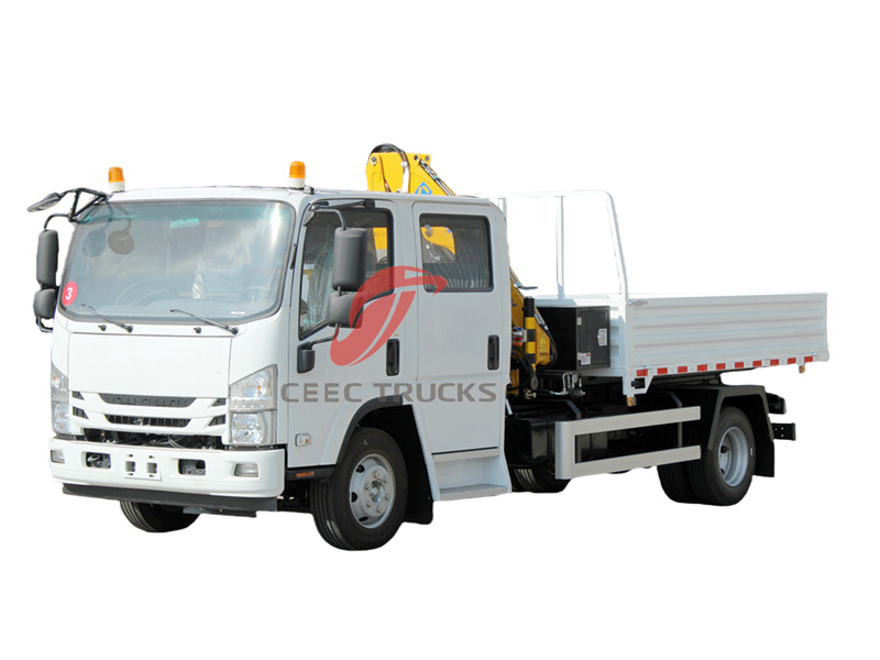 Isuzu NPR double cabin truck with knuckle crane Isuzu NPR double cabin truck with knuckle crane