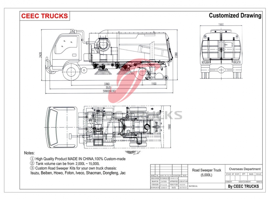 Cấu trúc thượng tầng của máy quét đường 5000L