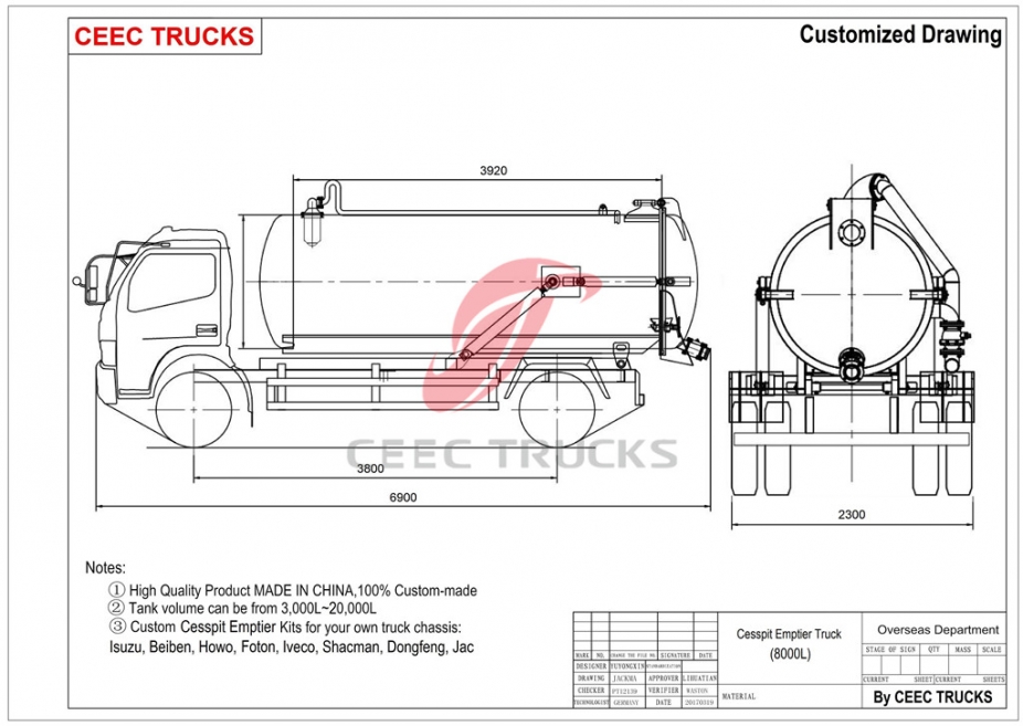 Xe tải thùng rỗng ISUZU 8.000L Cesspit