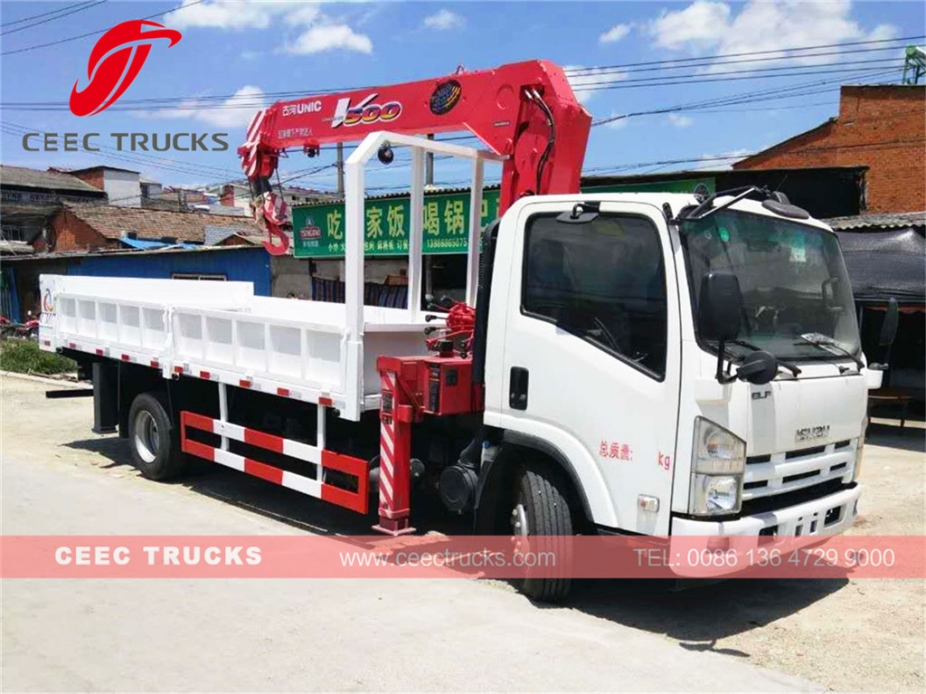 ISUZU 5 Tons crane truck with UNIC boom crane