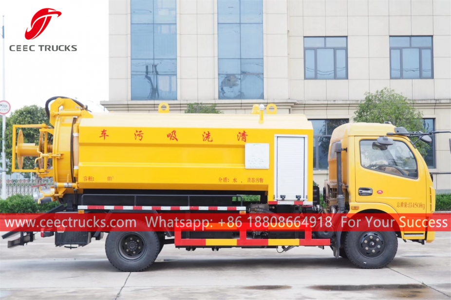 Xe tải hút phản lực kết hợp Dongfeng 6CBM