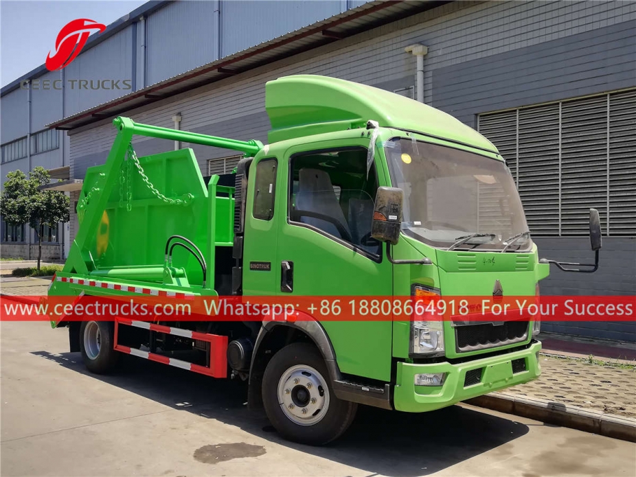 HOWO 120HP RHD swing arm garbage truck