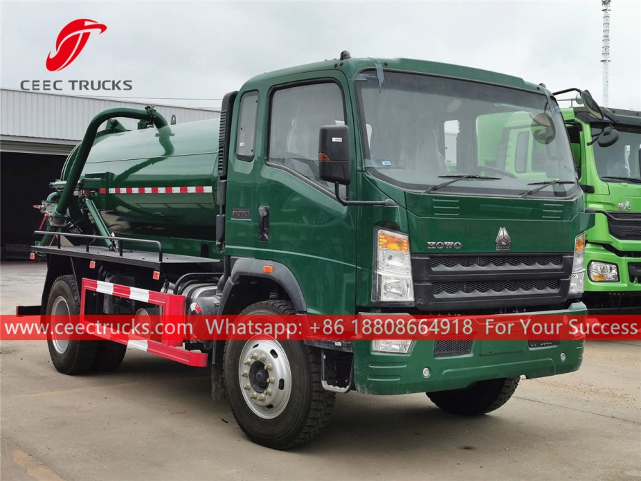 HOWO 4×2 right hand drive vacuum tanker truck