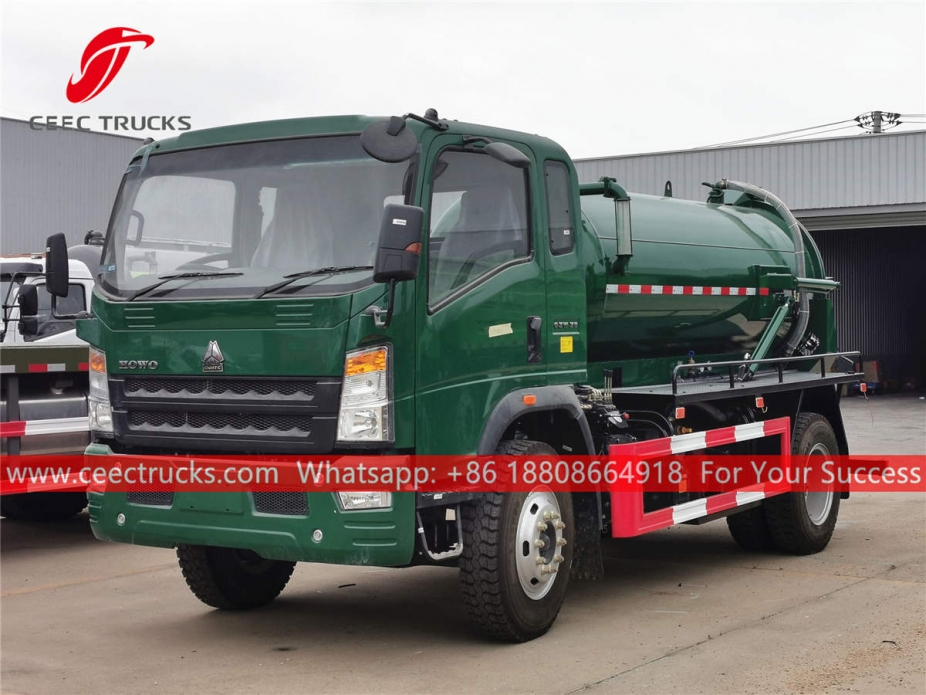 HOWO 4×2 right hand drive vacuum tanker truck