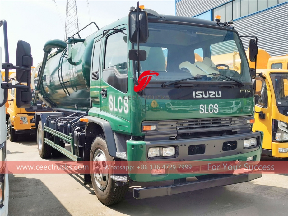 ISUZU 12,000L vacuum sewer tanker truck export to Sierra Leone