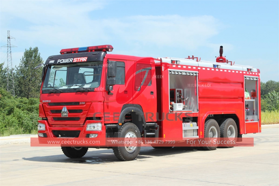 HOWO 6×4 water foam and dry powder combined fire fighting truck