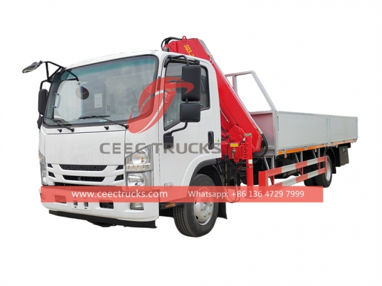 Isuzu NPR folding crane cargo truck