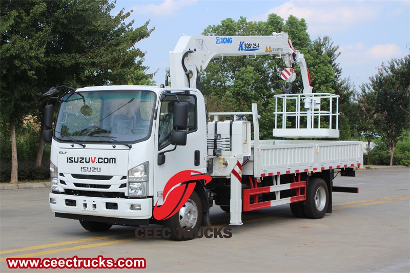 Isuzu Boom Crane Truck with Manlifter