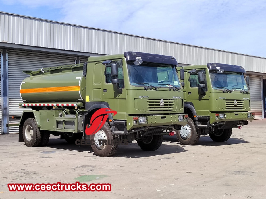 Howo 4x4 drive quân sự di động diesel bowser