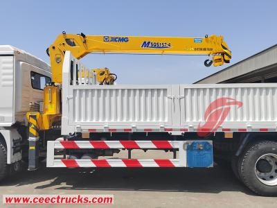 Shacman 4x2 dropside cargo truck mounted XCMG 6.3tons boom crane