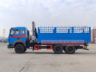 Beiben 6x4 cargo truck with knuckle crane