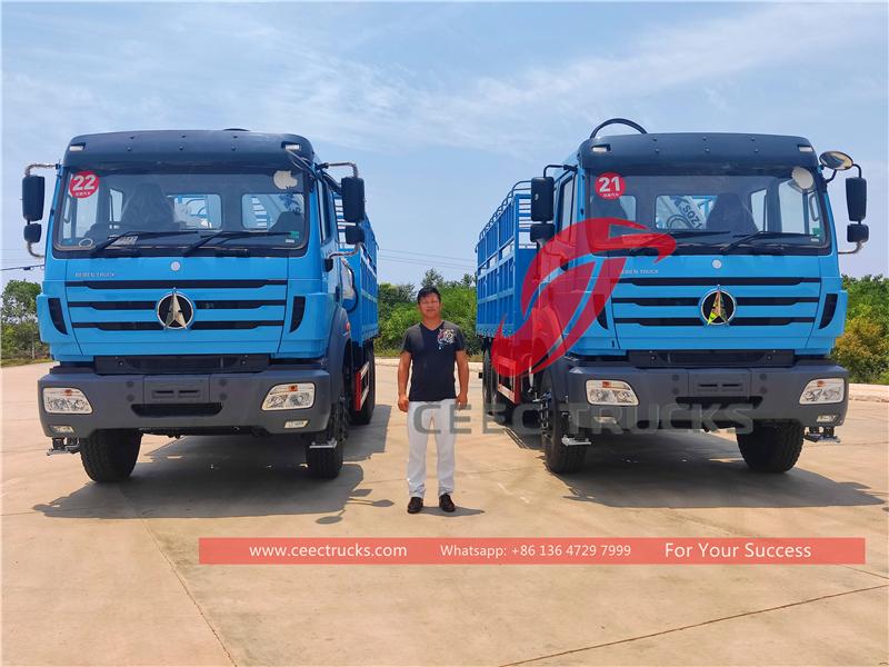 Tanzania - 2 chiếc xe tải cẩu cần cẩu 6x4 Beiben RHD xuất khẩu từ CEEC TRUCKS